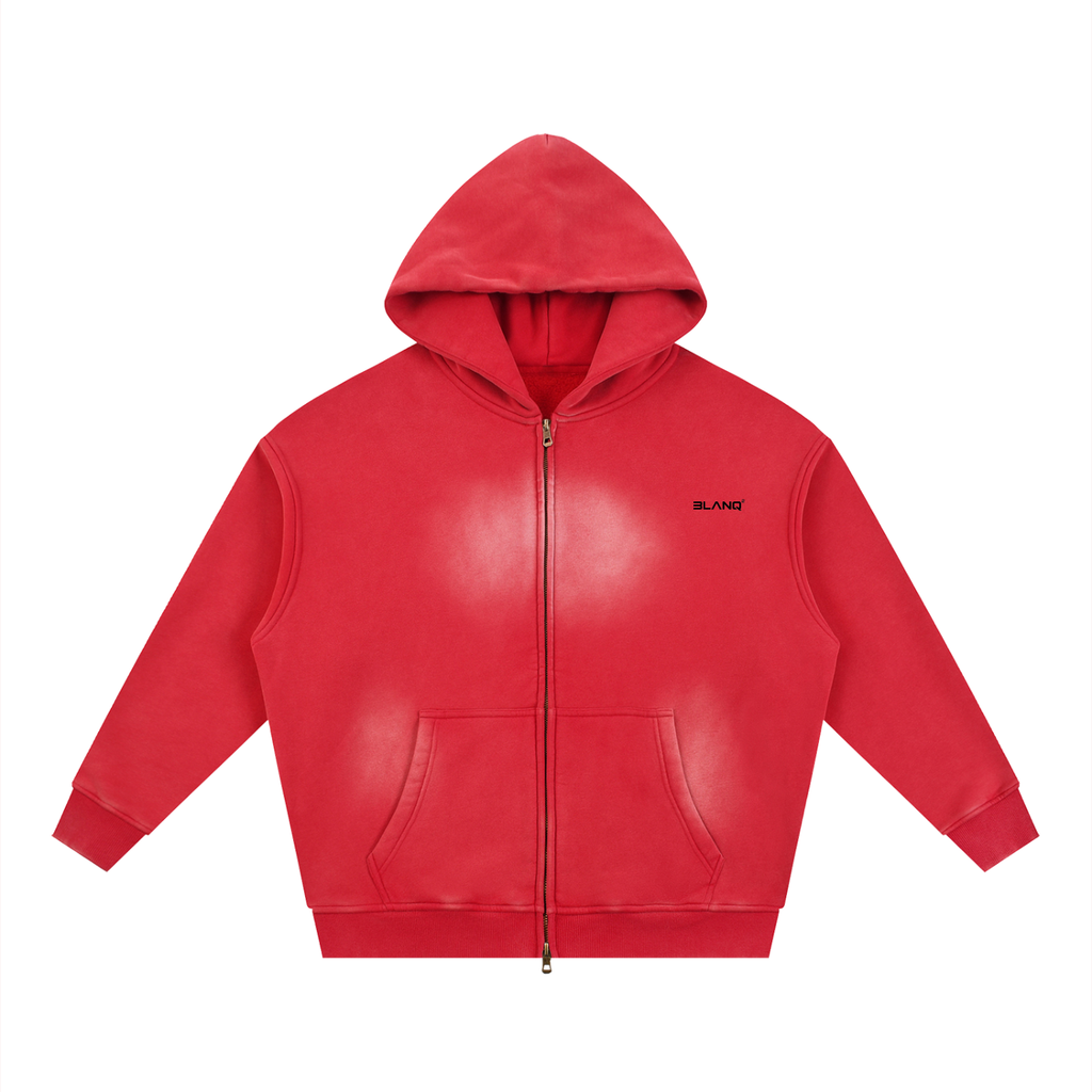 SUNFADE TWO-WAY ZIPPER BOXY FLEECE HOODIE