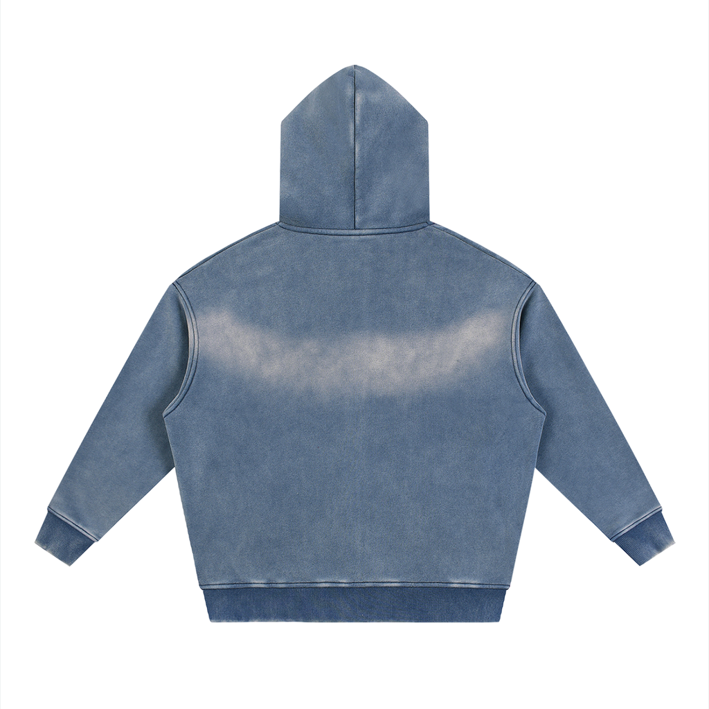 SUNFADE TWO-WAY ZIPPER BOXY FLEECE HOODIE