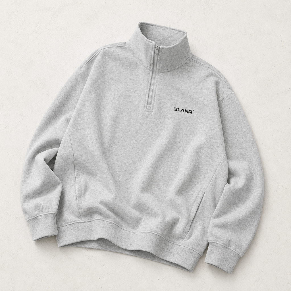 Essentials Quarter-Zip Drop Shoulder Sweatshirt