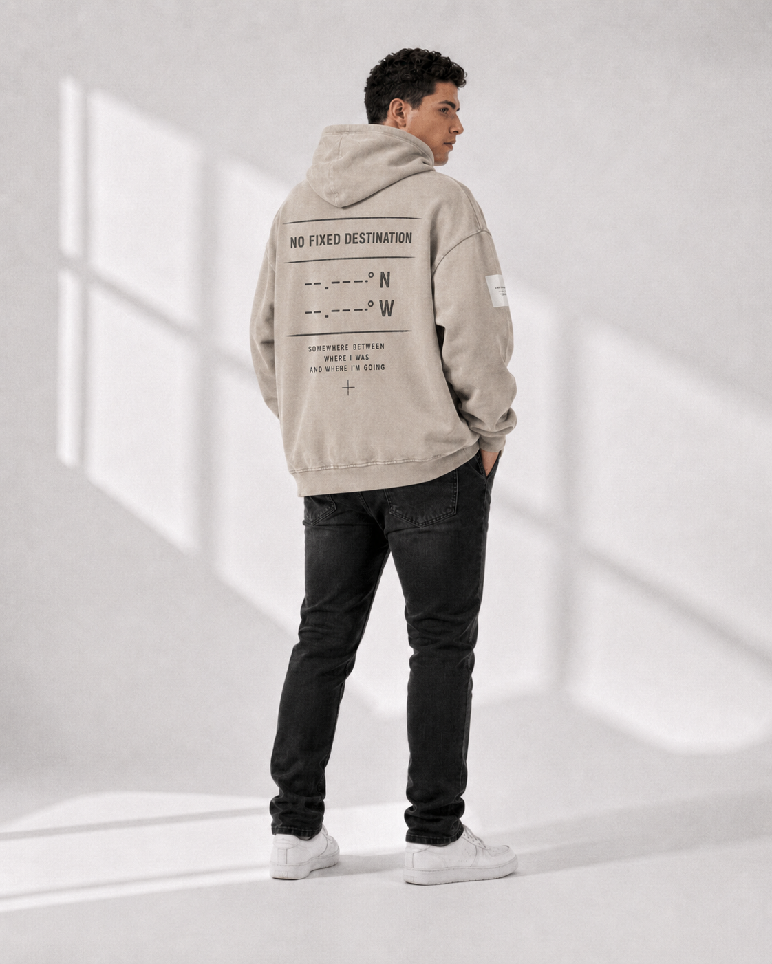 BLANQ² Kind Of Lost monogram snow-wash oversized hoodie in Mild Apricot