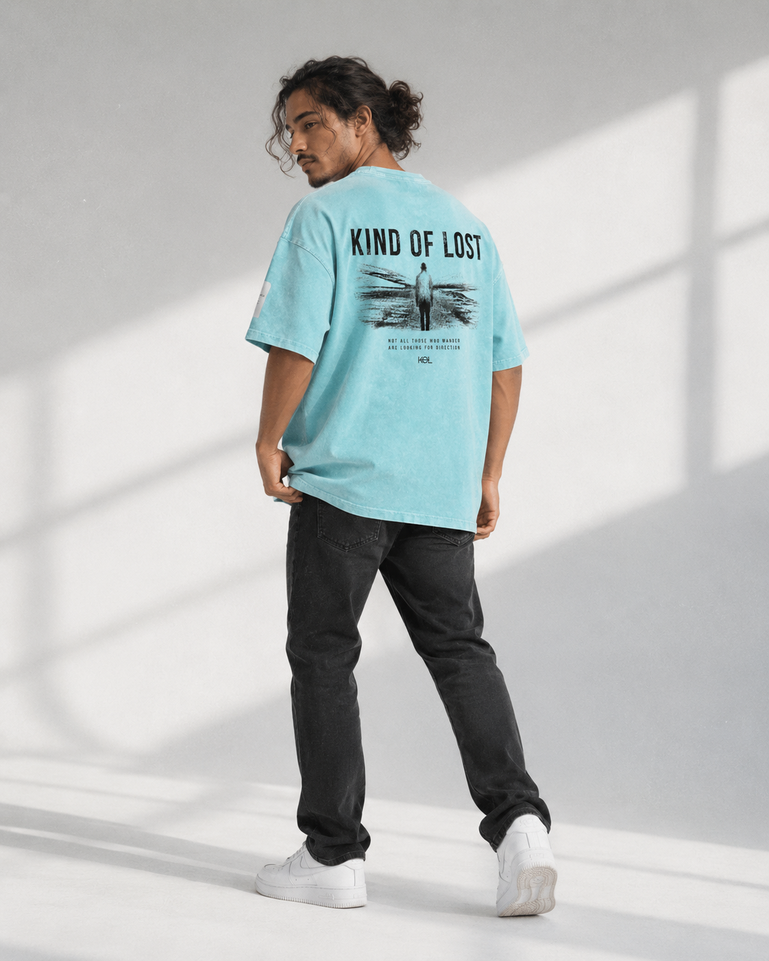 BLANQ² Kind Of Lost snow-wash oversized t-shirt in Khaki Ash, 250GSM