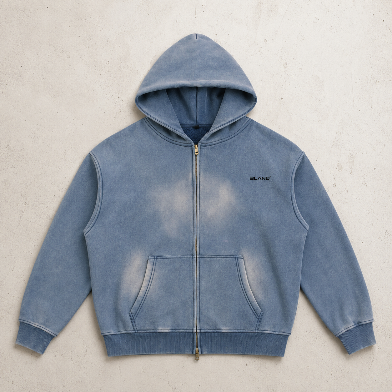 SUNFADE TWO-WAY ZIPPER BOXY FLEECE HOODIE