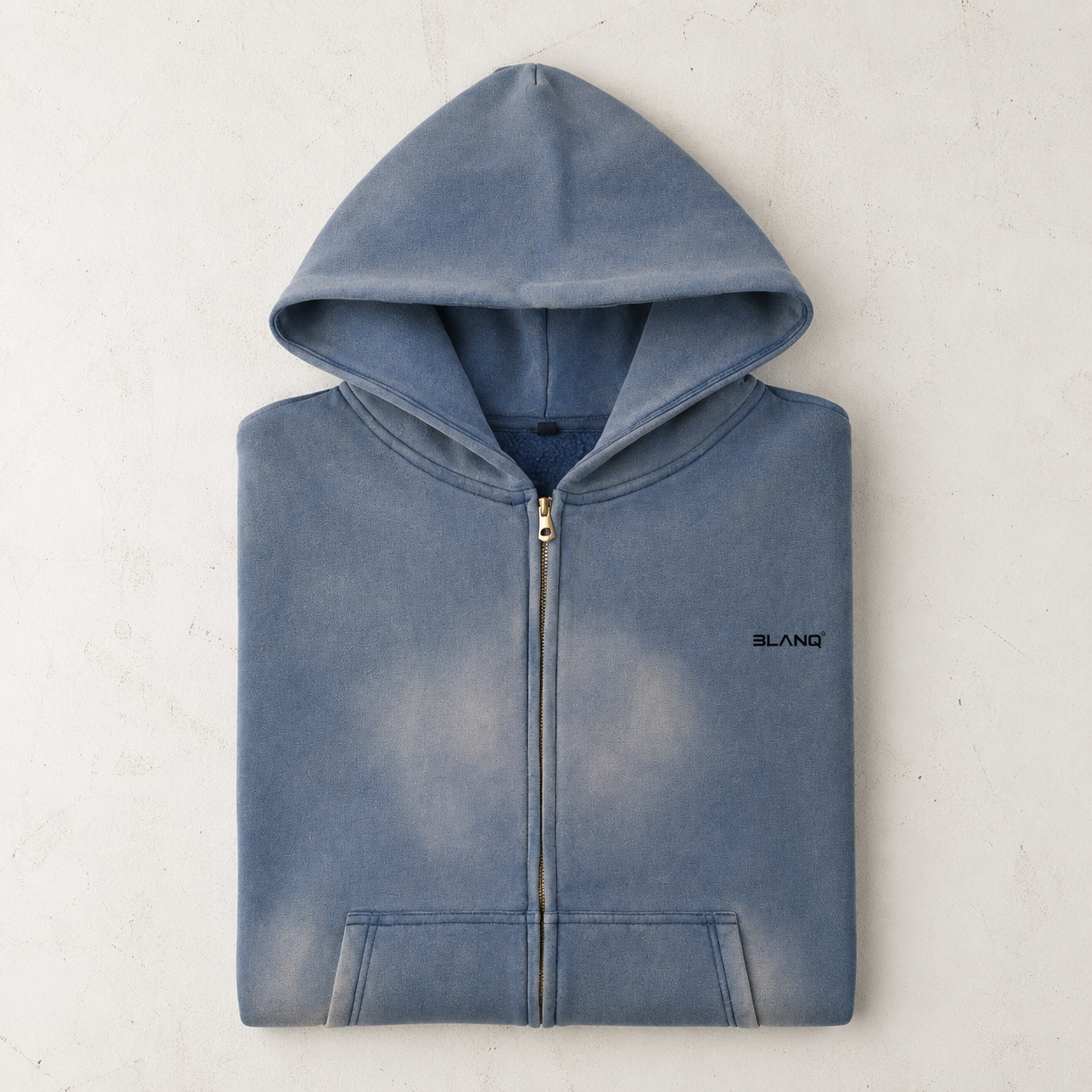 SUNFADE TWO-WAY ZIPPER BOXY FLEECE HOODIE
