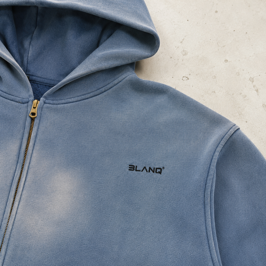 SUNFADE TWO-WAY ZIPPER BOXY FLEECE HOODIE