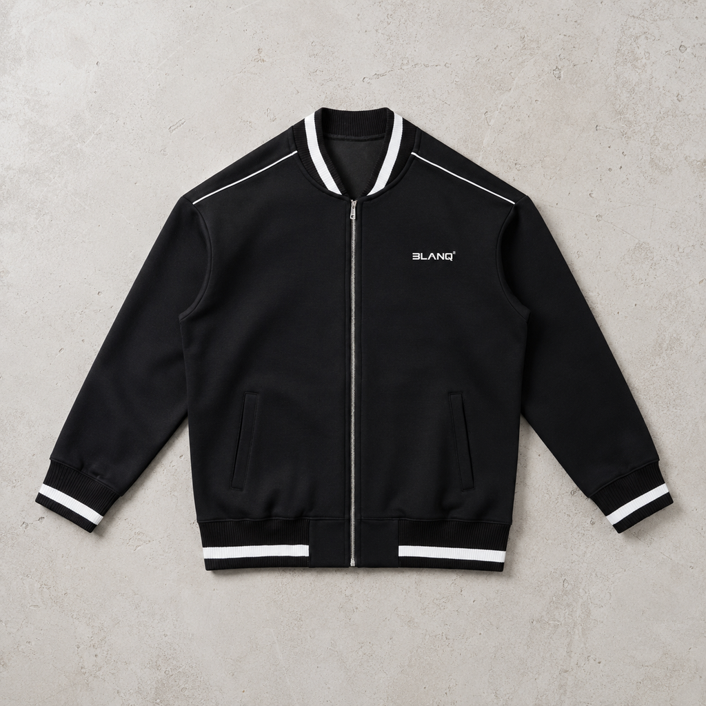 CONTRAST PIPING ZIP BOMBER JACKET