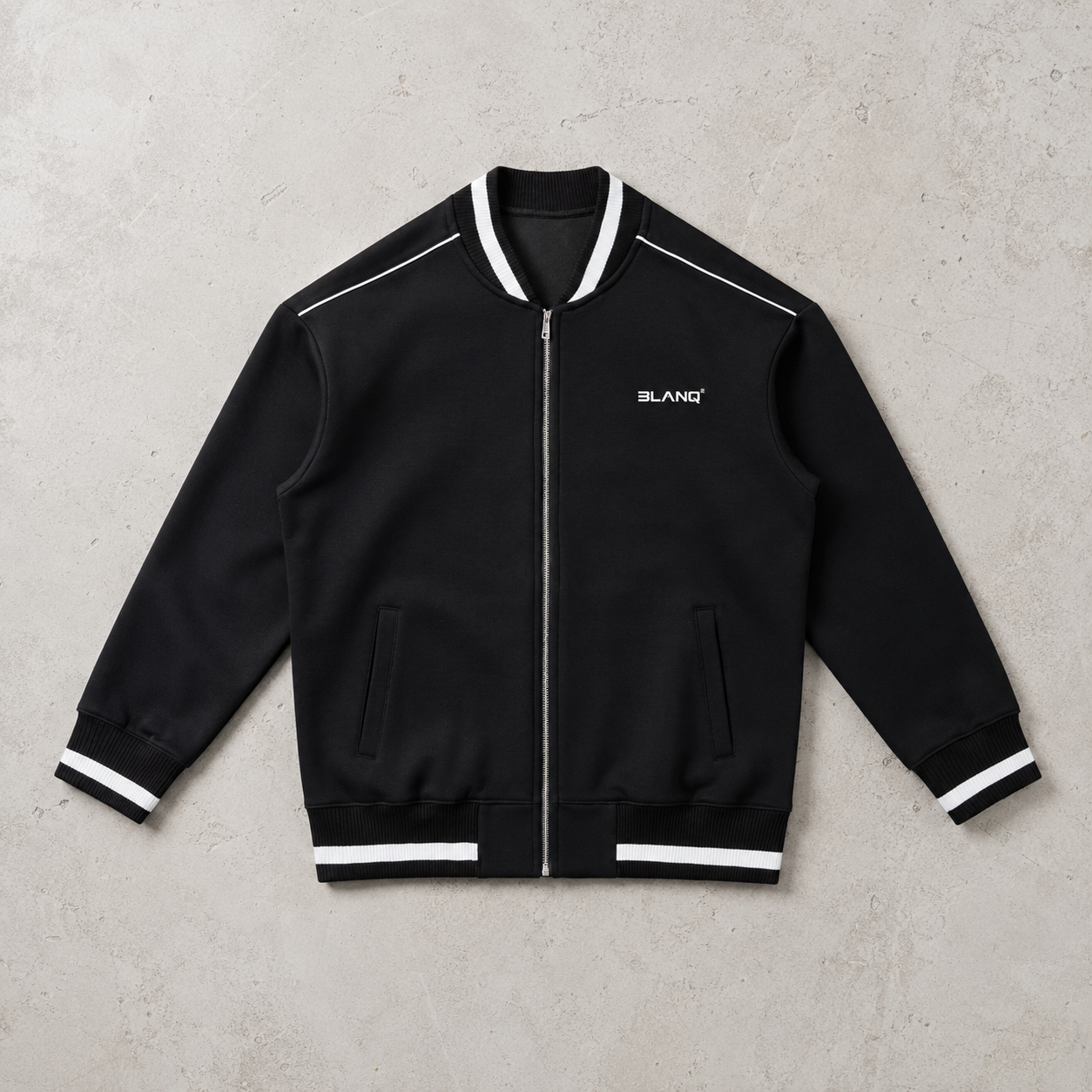CONTRAST PIPING ZIP BOMBER JACKET