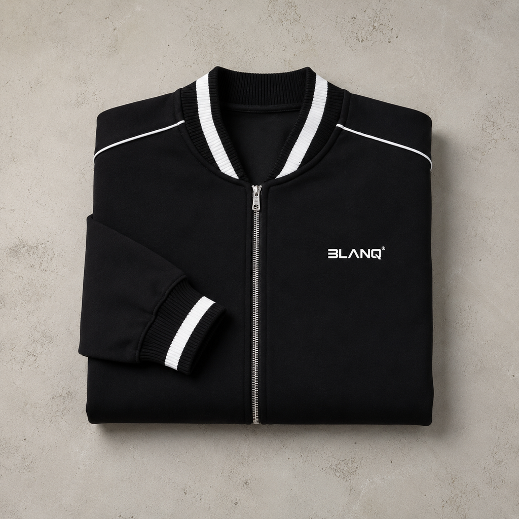 CONTRAST PIPING ZIP BOMBER JACKET