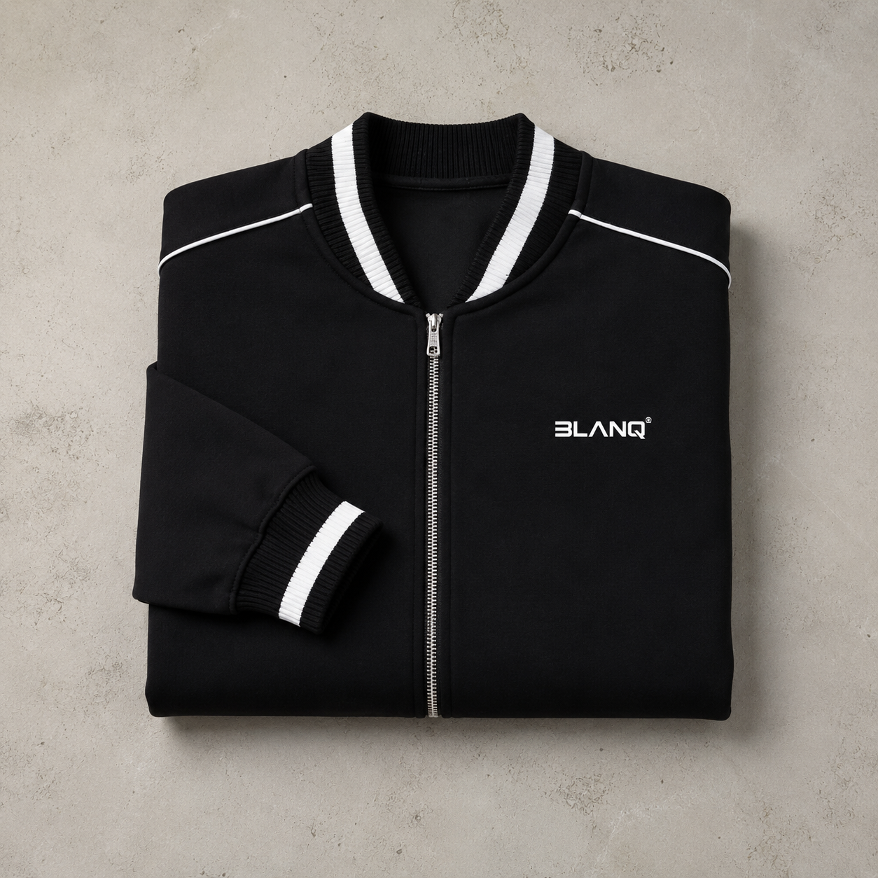 CONTRAST PIPING ZIP BOMBER JACKET