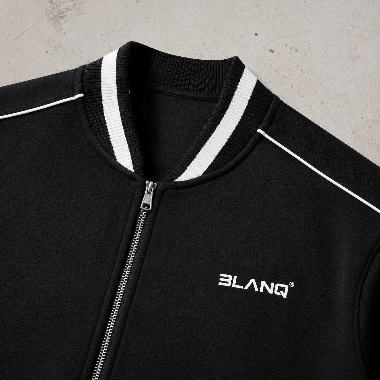 CONTRAST PIPING ZIP BOMBER JACKET