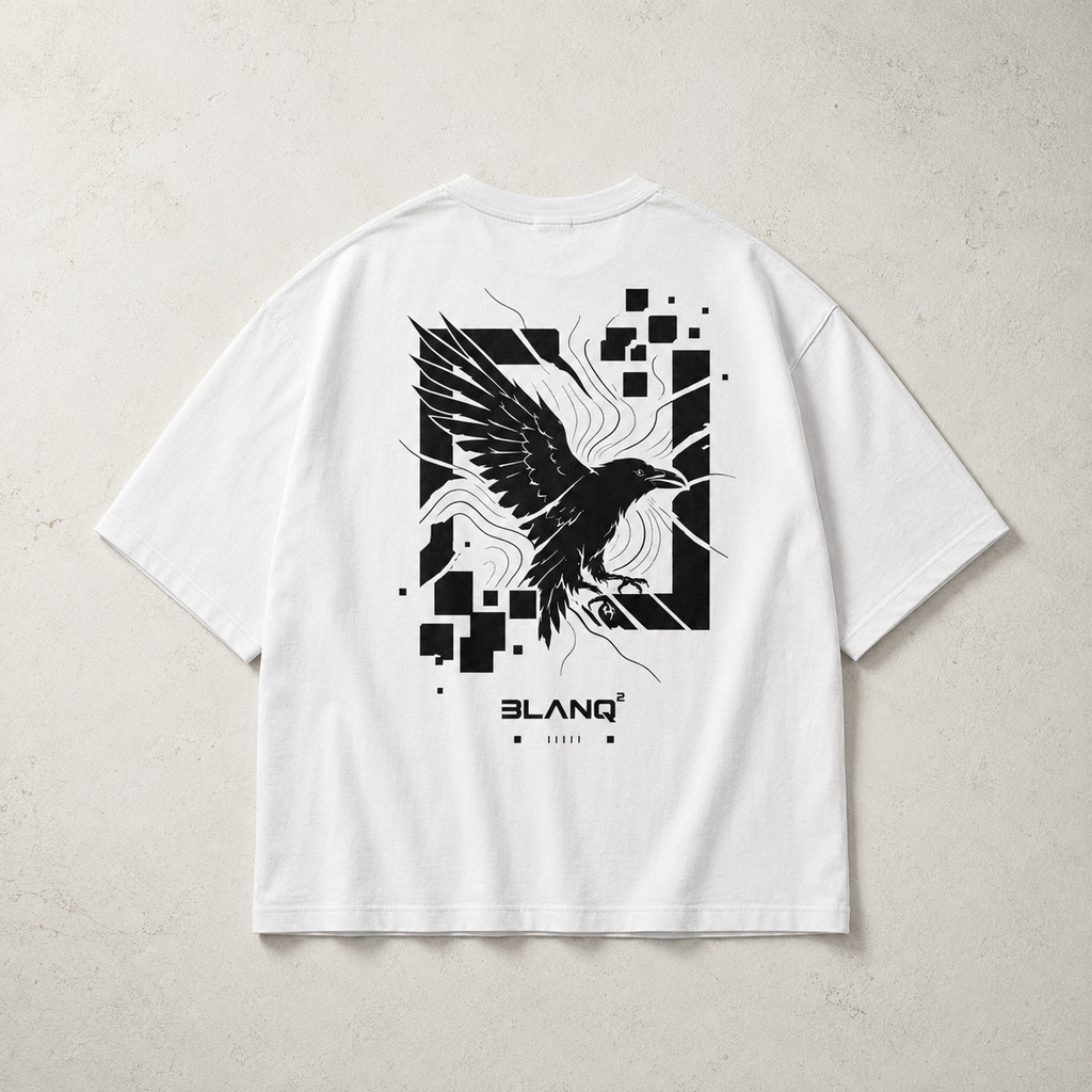 CROW WHITE OVERSIZED HEAVYWEIGHT T-SHIRT