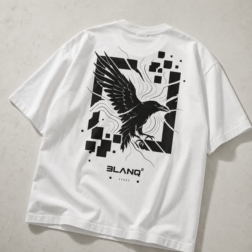 CROW WHITE OVERSIZED HEAVYWEIGHT T-SHIRT