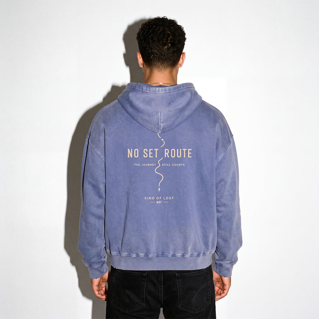 No Set Route Distressed Hoodie