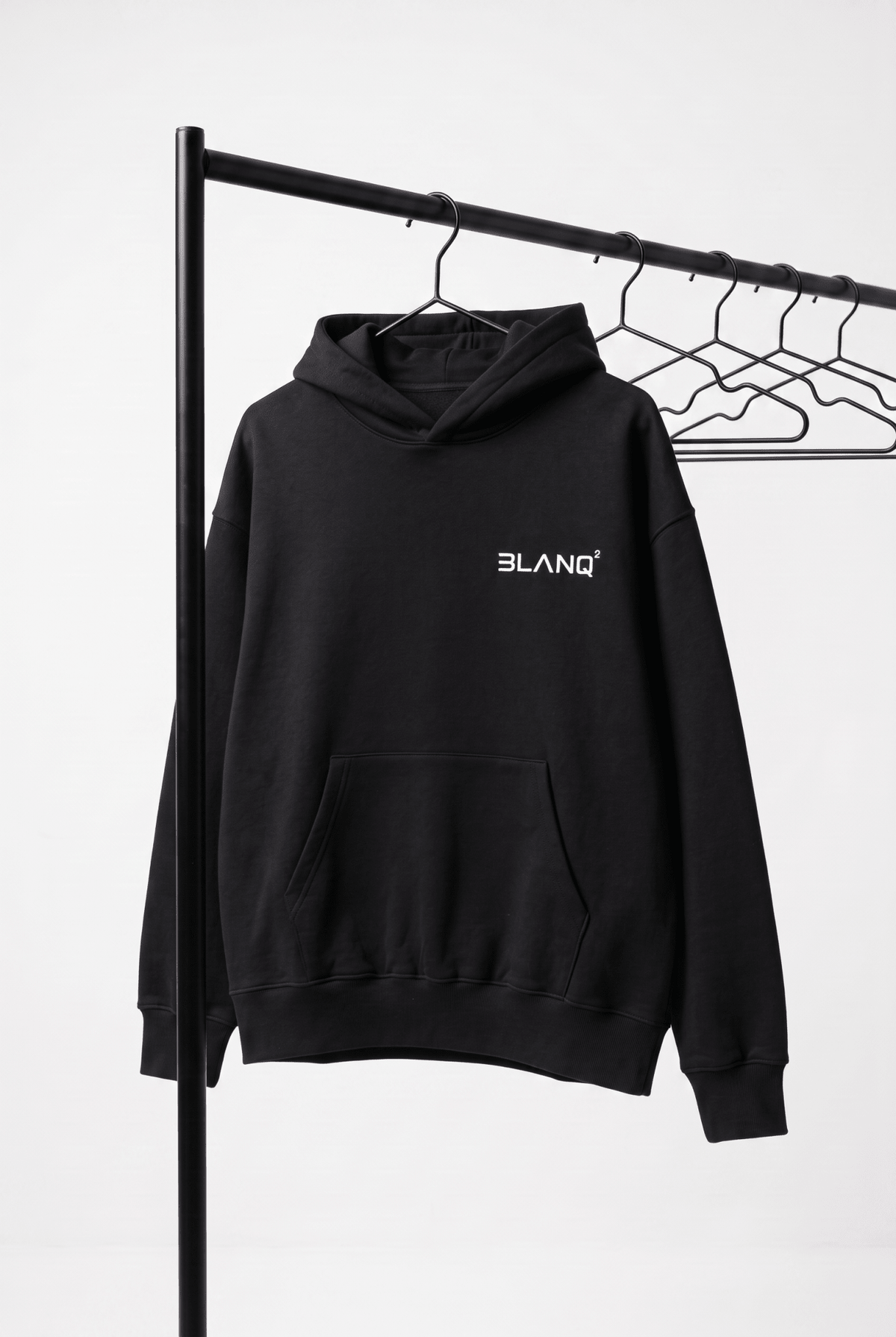 BLACK BASICS OVERSIZED HEAVYWEIGHT HOODIE - BLANQ²