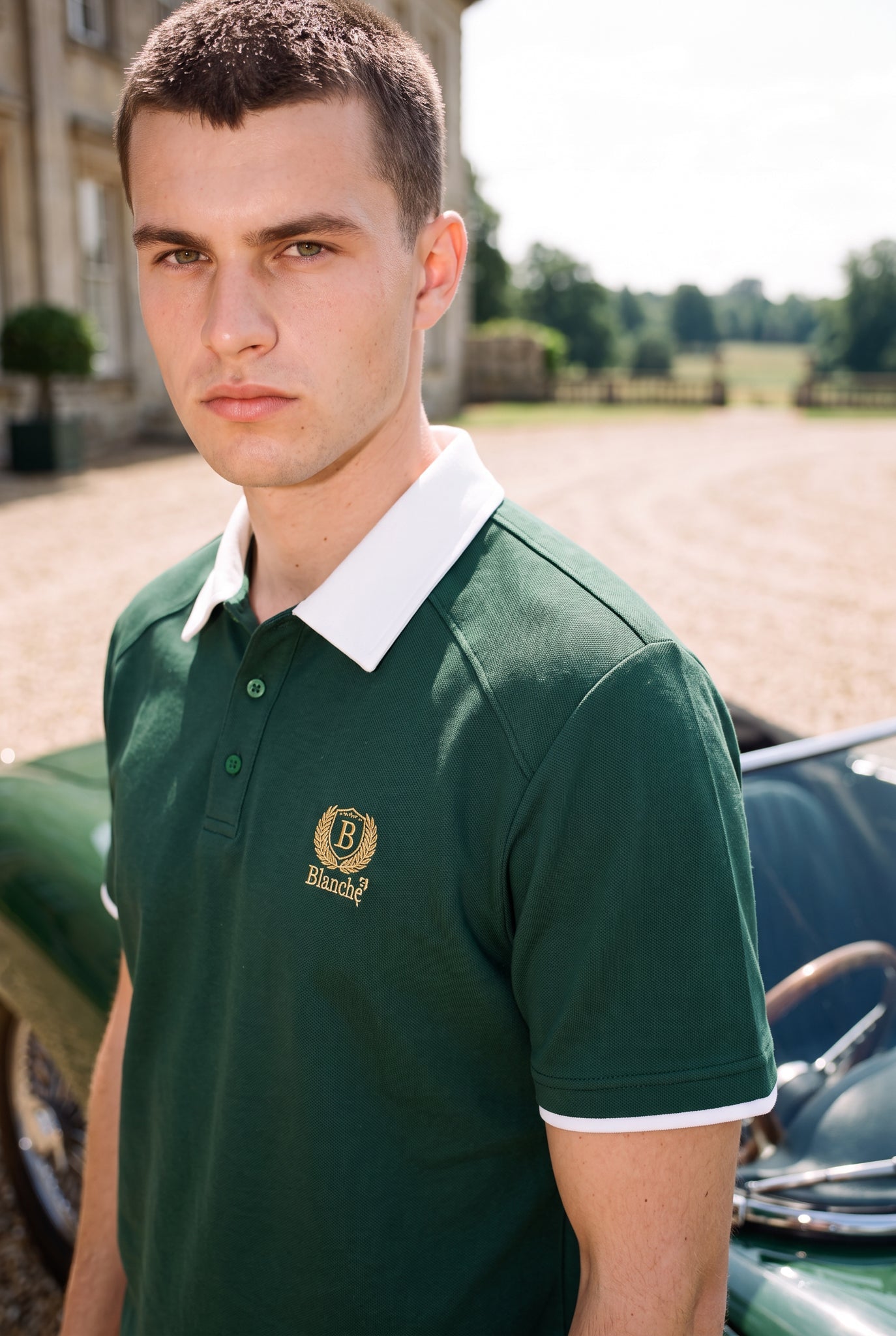 Contrast Collar Raglan Polo Shirt - BLANQ²