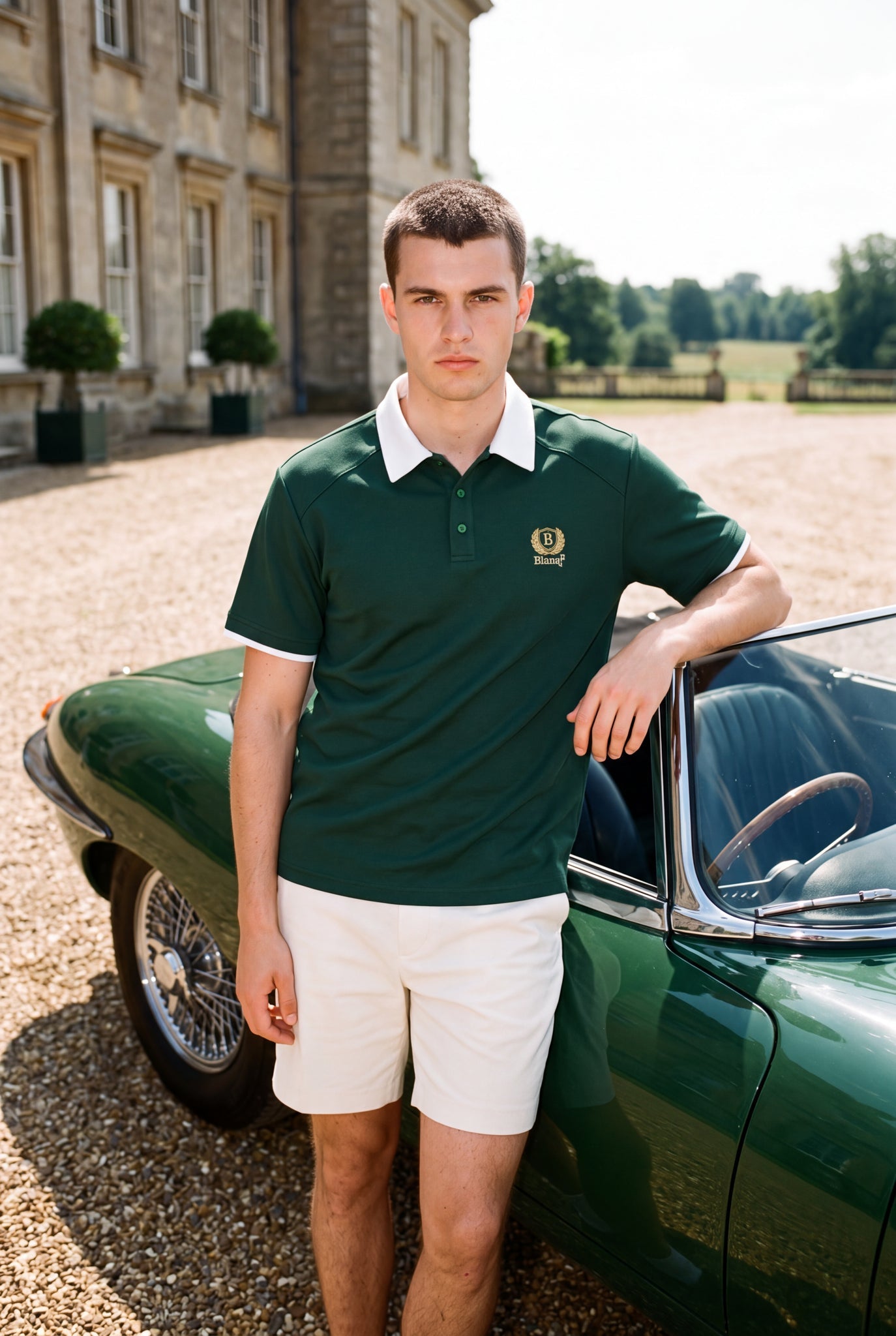 Contrast Collar Raglan Polo Shirt - BLANQ²