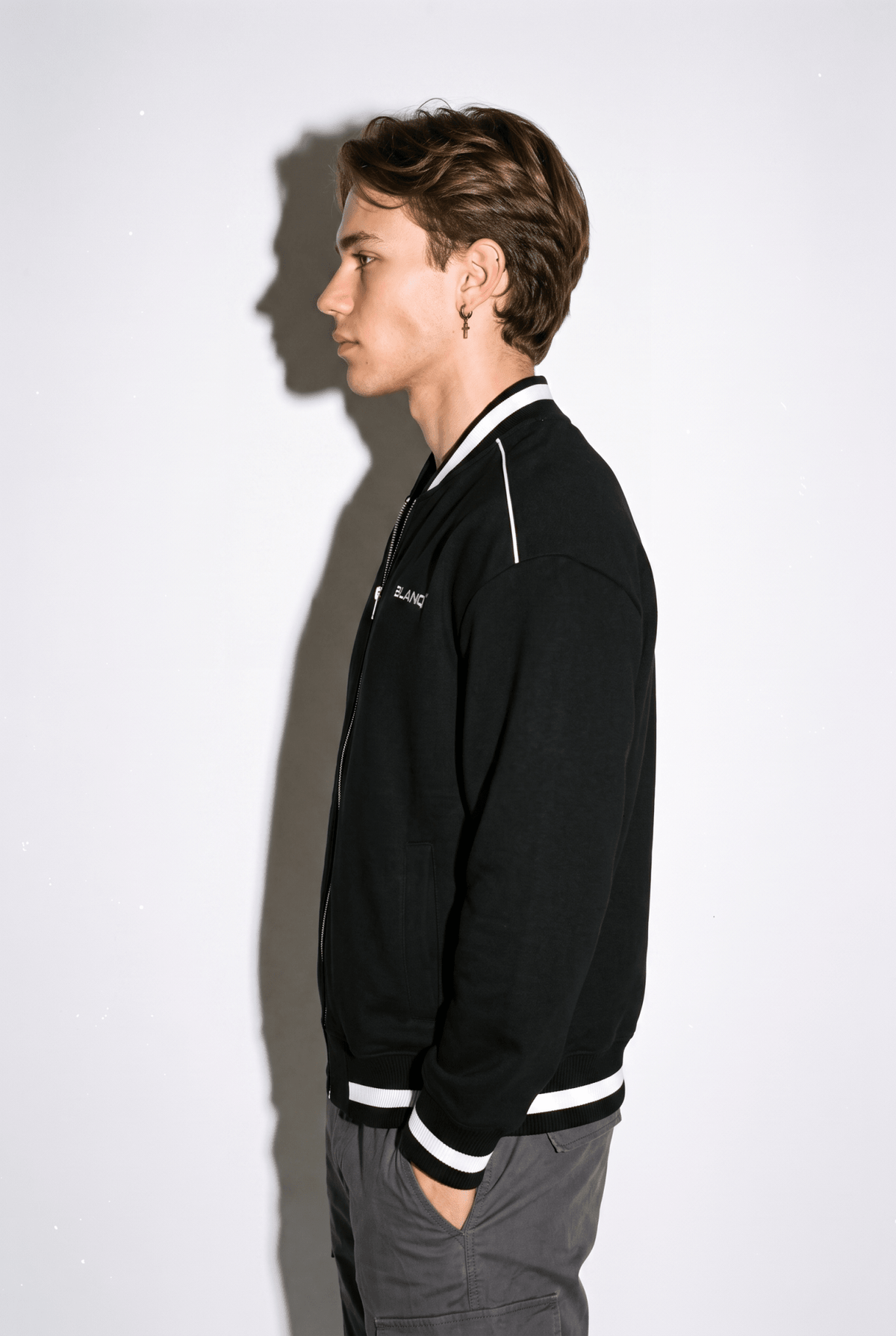CONTRAST PIPING ZIP BOMBER JACKET - BLANQ²