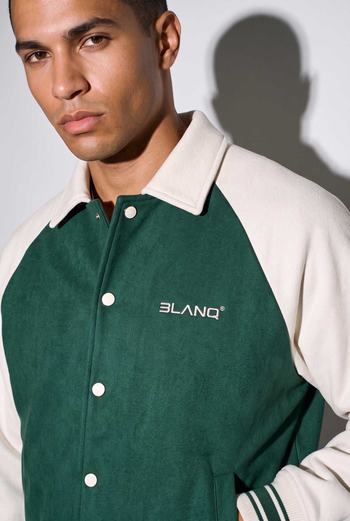 CONTRAST RAGLAN SLEEVE BASEBALL JACKET - BLANQ²