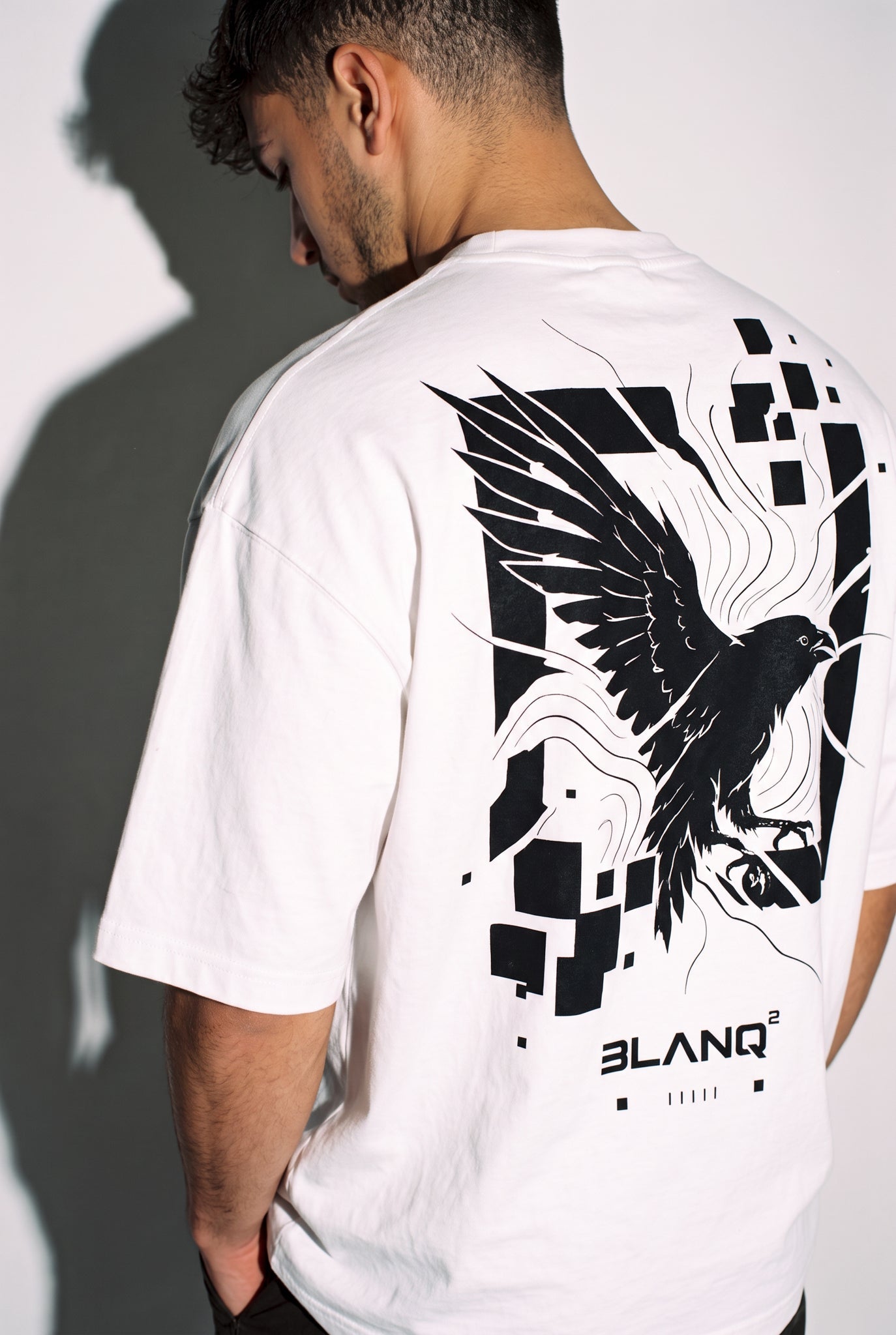 CROW WHITE OVERSIZED HEAVYWEIGHT T-SHIRT - BLANQ²
