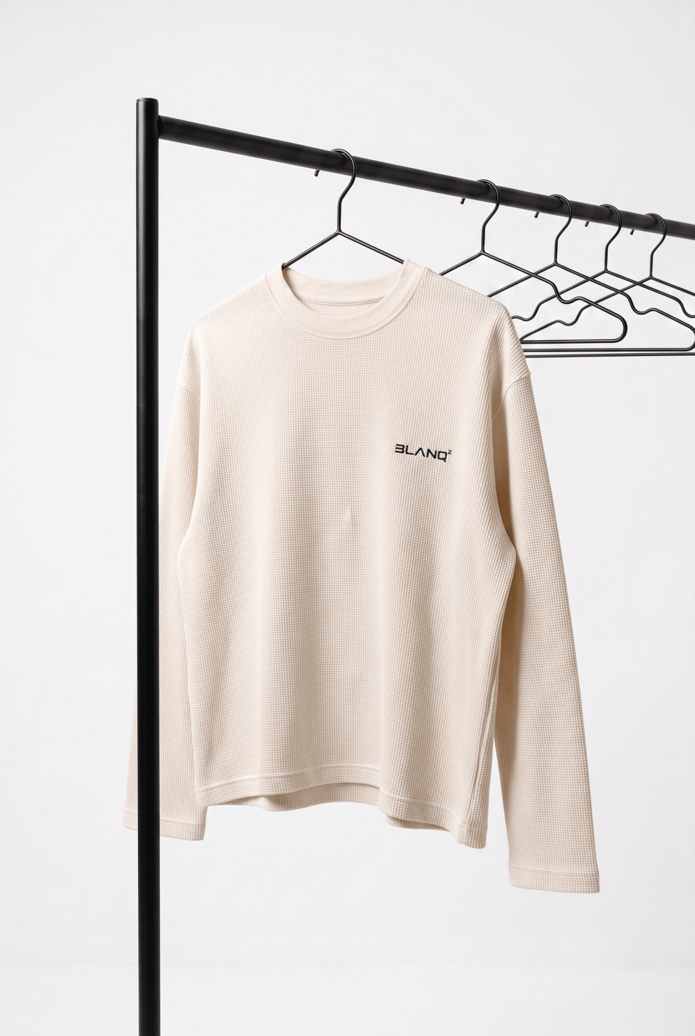 Essentials Waffle Raw Edge Long Sleeve T-Shirt - BLANQ²