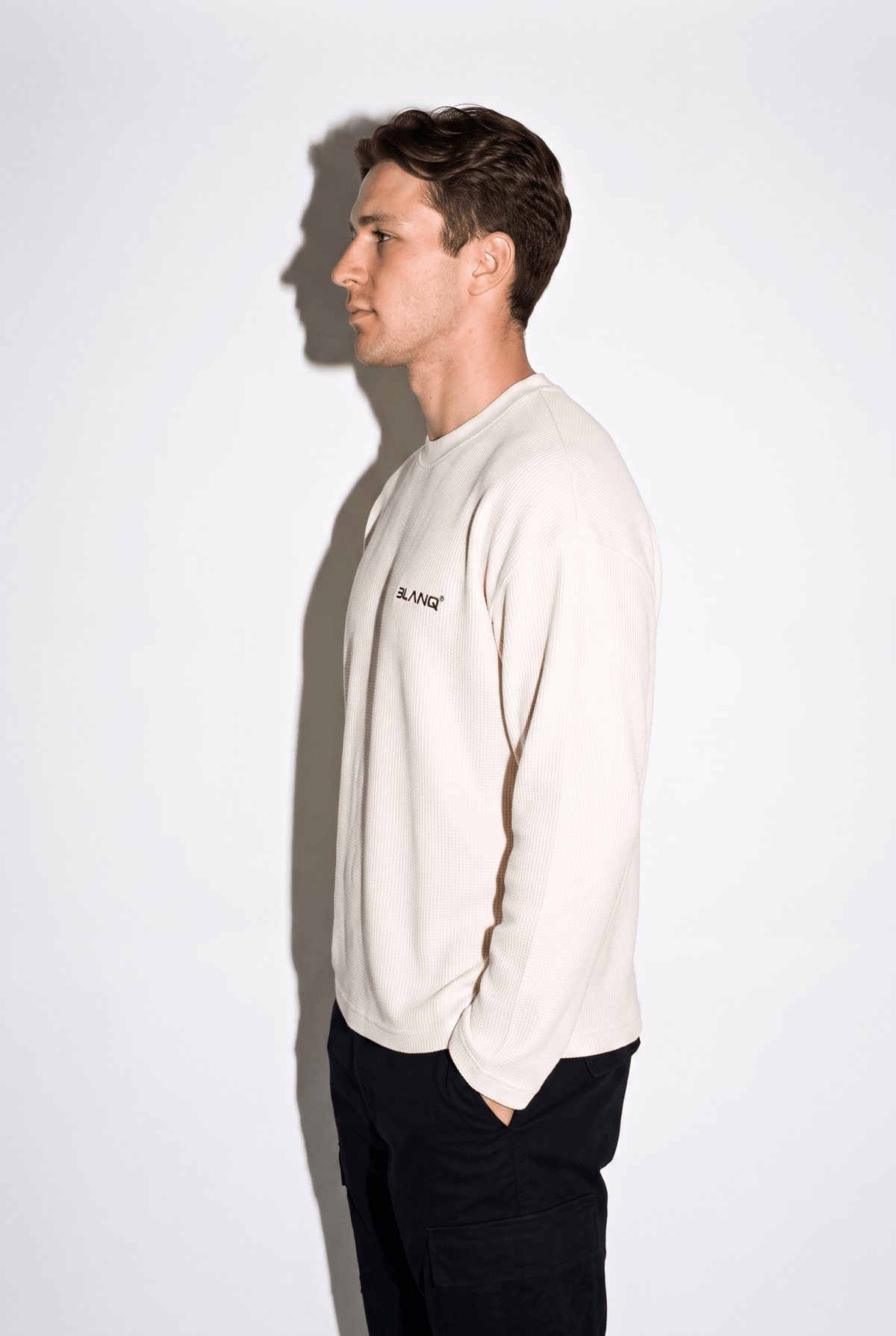 Essentials Waffle Raw Edge Long Sleeve T-Shirt - BLANQ²