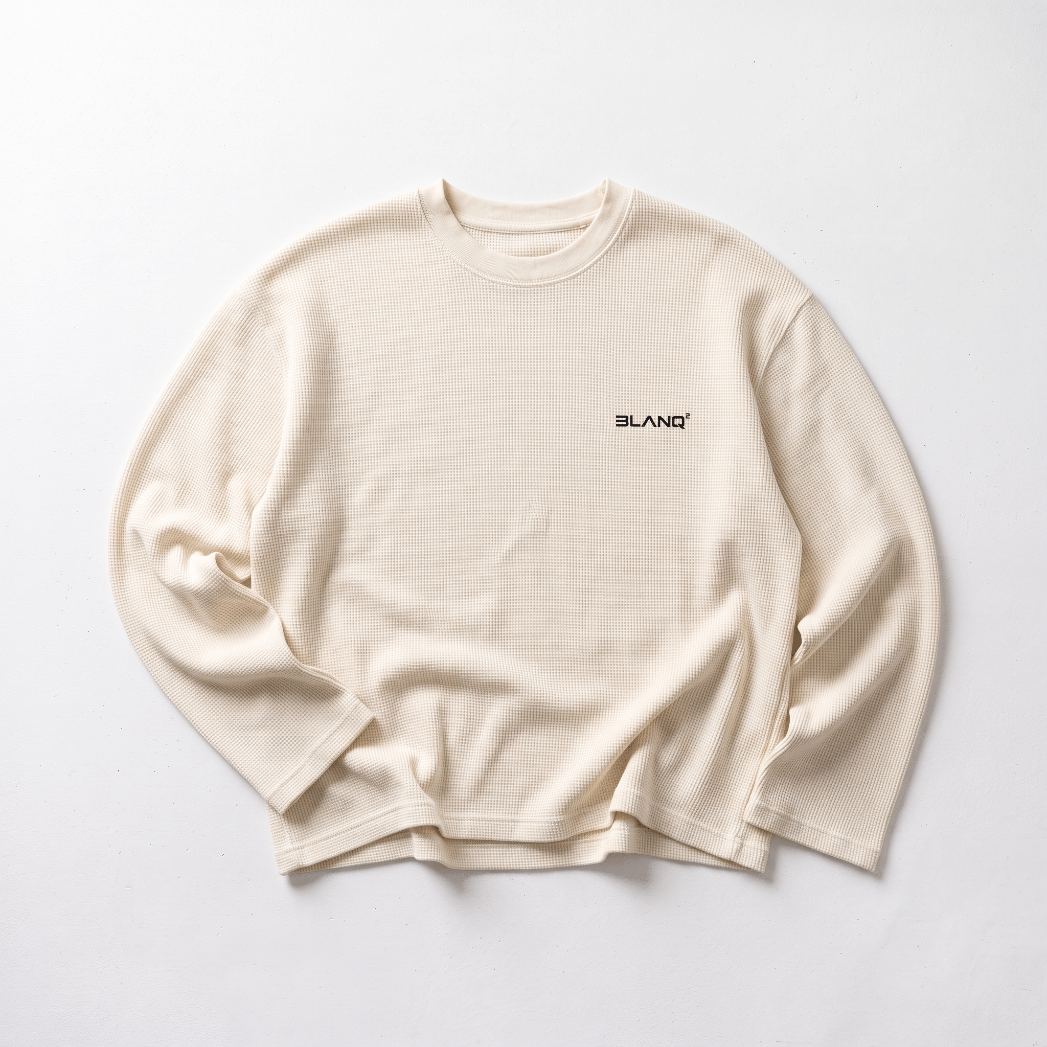 Essentials Waffle Raw Edge Long Sleeve T-Shirt - BLANQ²