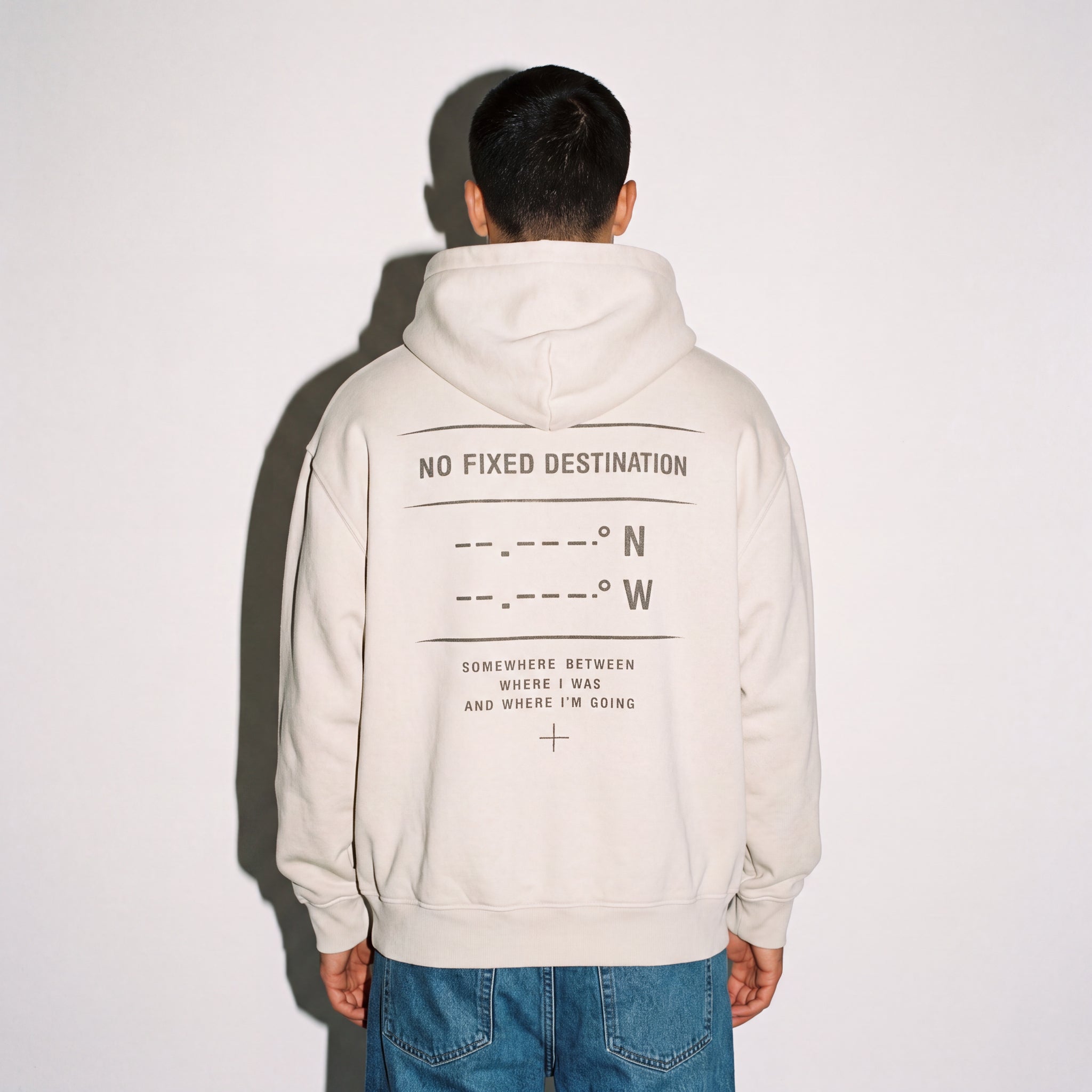 NO FIXED DESTINATION SNOW WASH OVERSIZED HOODIE