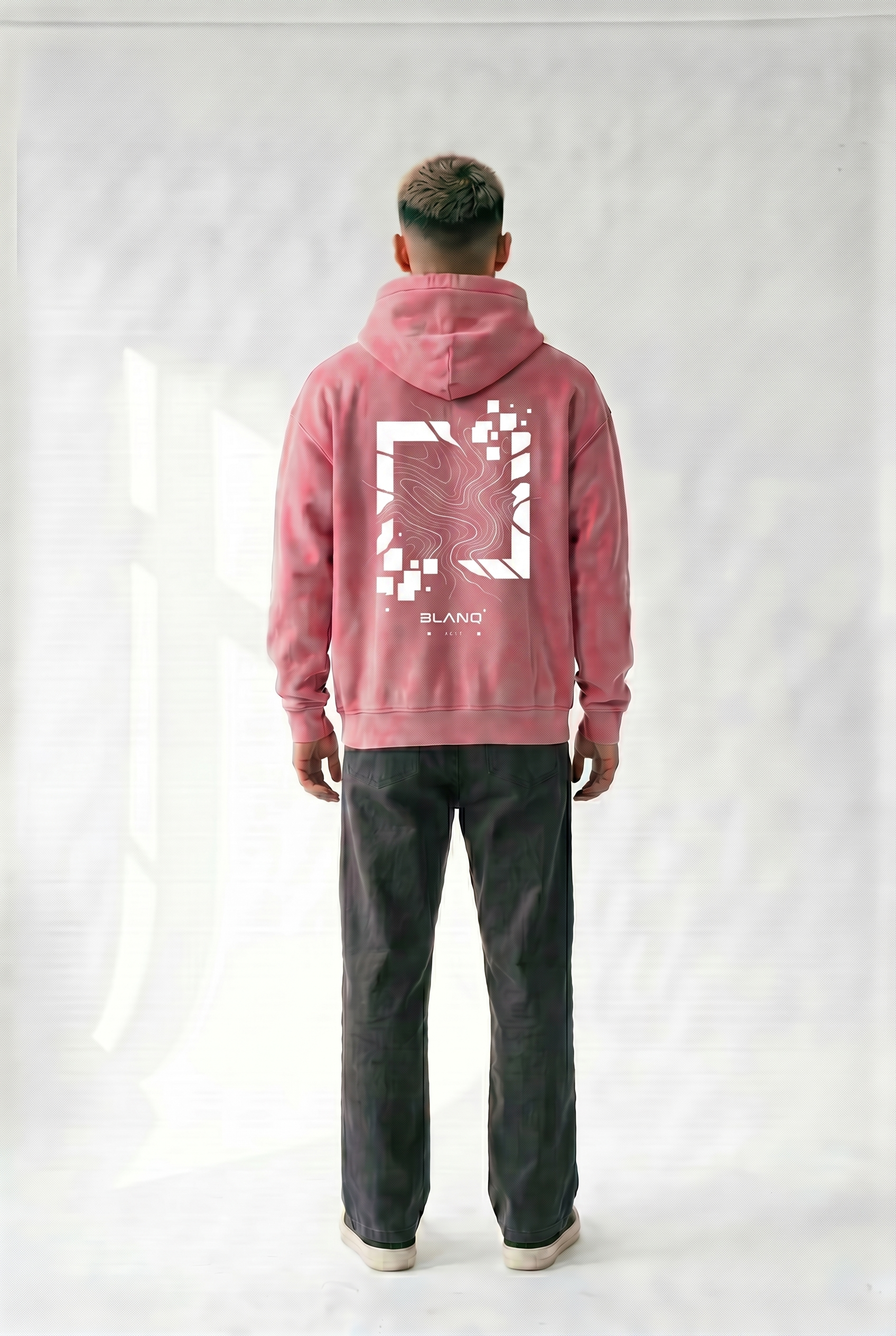 Cubed Washed Pink Hoodie