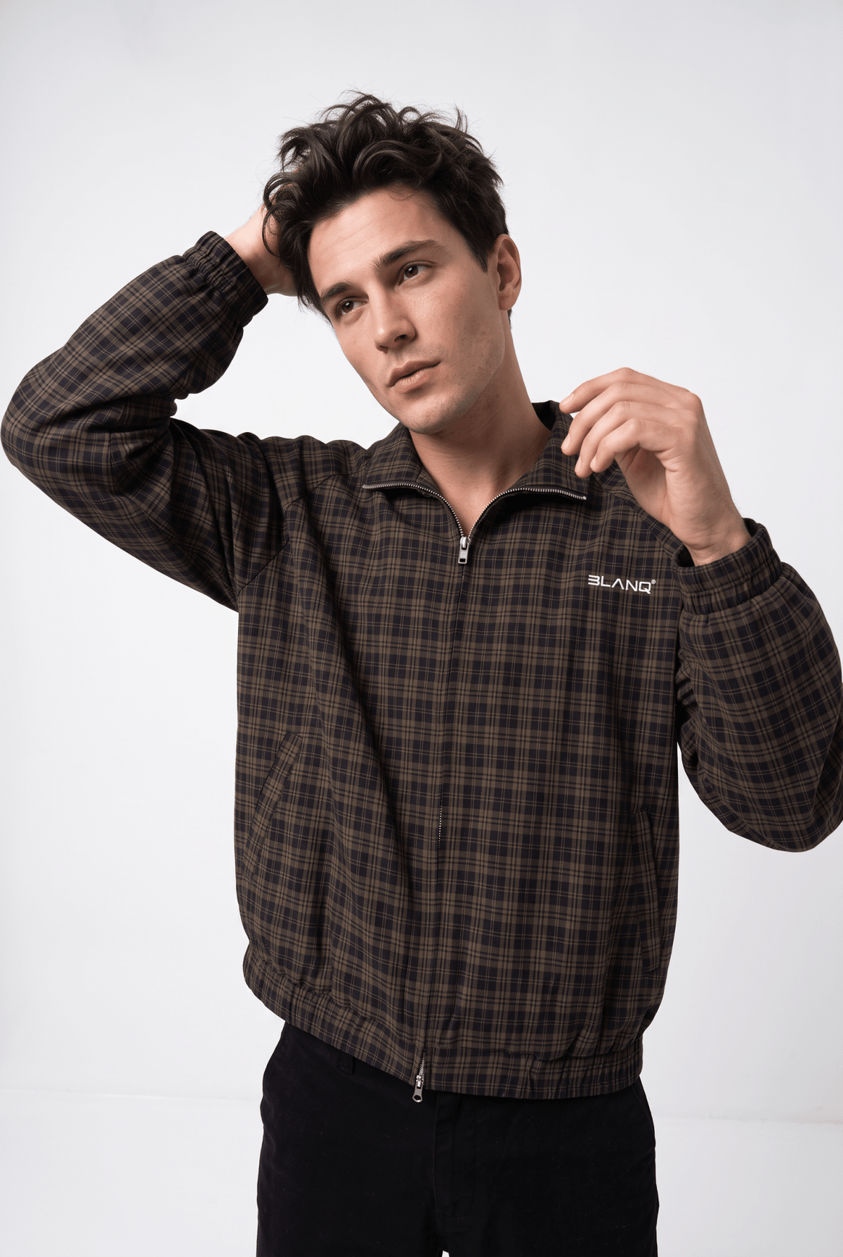 Plaid Full-Zip Track Jacket - BLANQ²