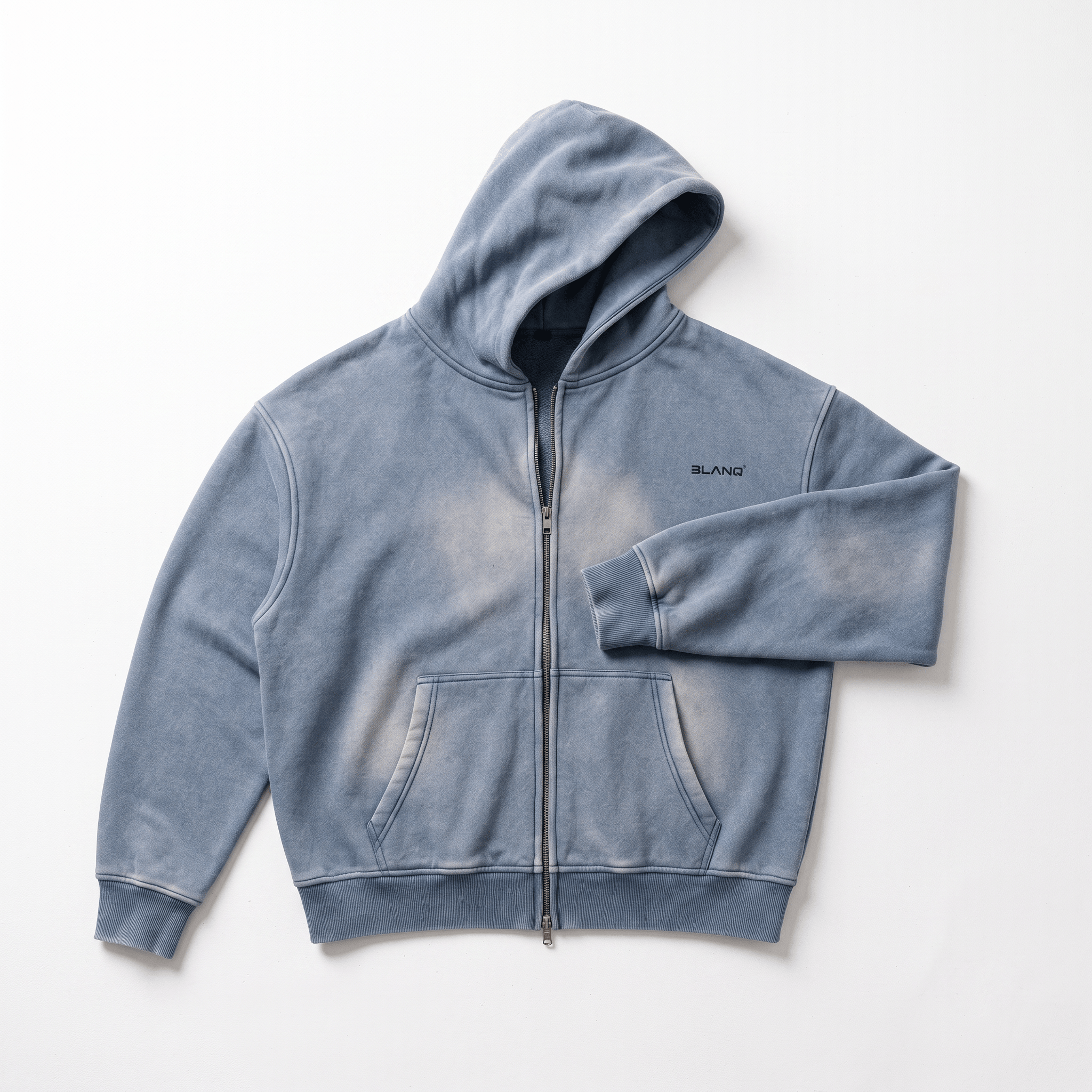 SUNFADE TWO-WAY ZIPPER BOXY FLEECE HOODIE - BLANQ²
