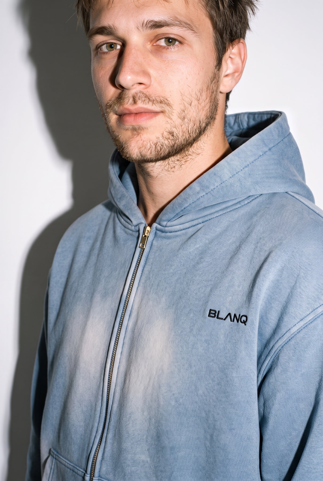SUNFADE TWO-WAY ZIPPER BOXY FLEECE HOODIE - BLANQ²