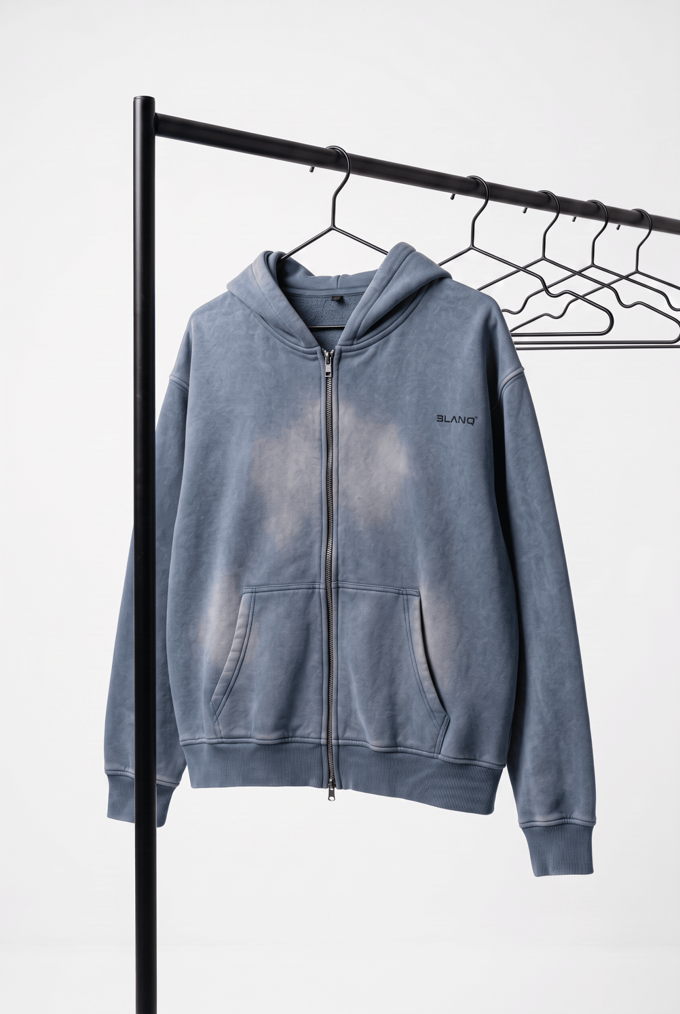 SUNFADE TWO-WAY ZIPPER BOXY FLEECE HOODIE - BLANQ²