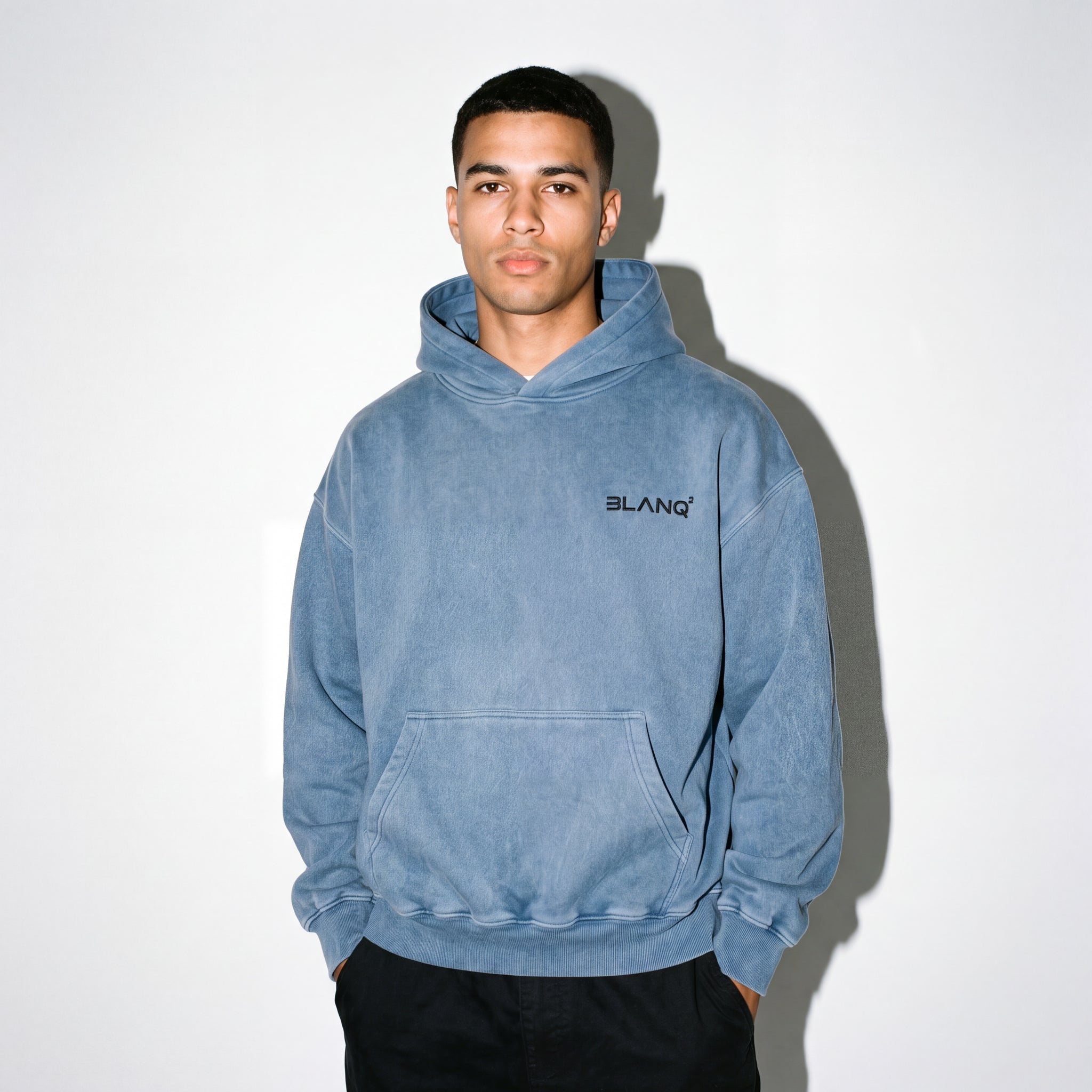 WASHED BLUE BASICS OVERSIZED HEAVYWEIGHT HOODIE - BLANQ²
