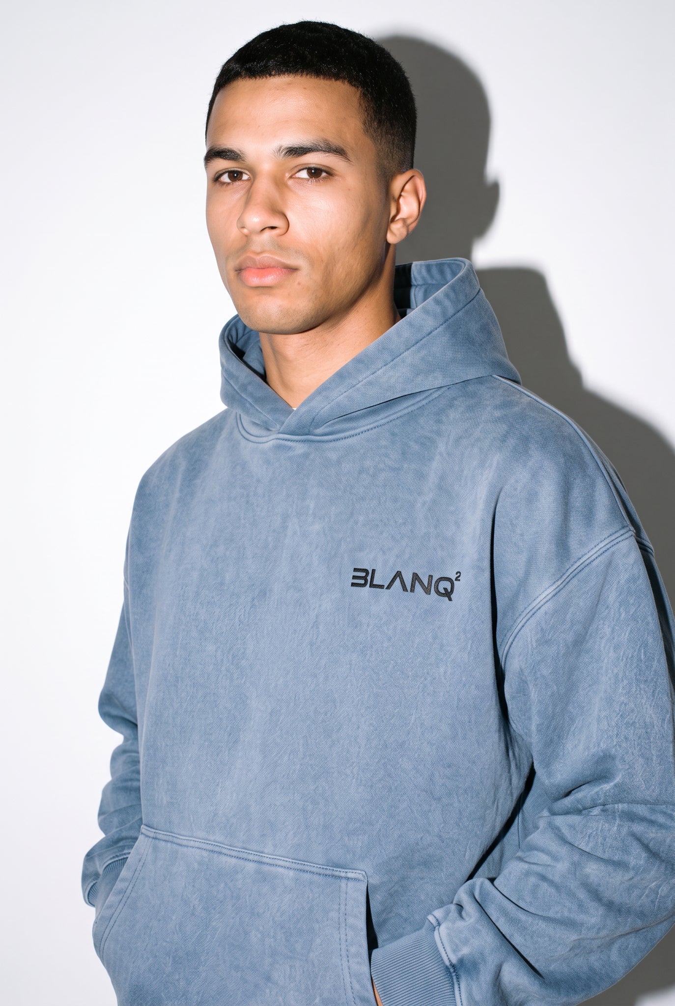 WASHED BLUE BASICS OVERSIZED HEAVYWEIGHT HOODIE - BLANQ²