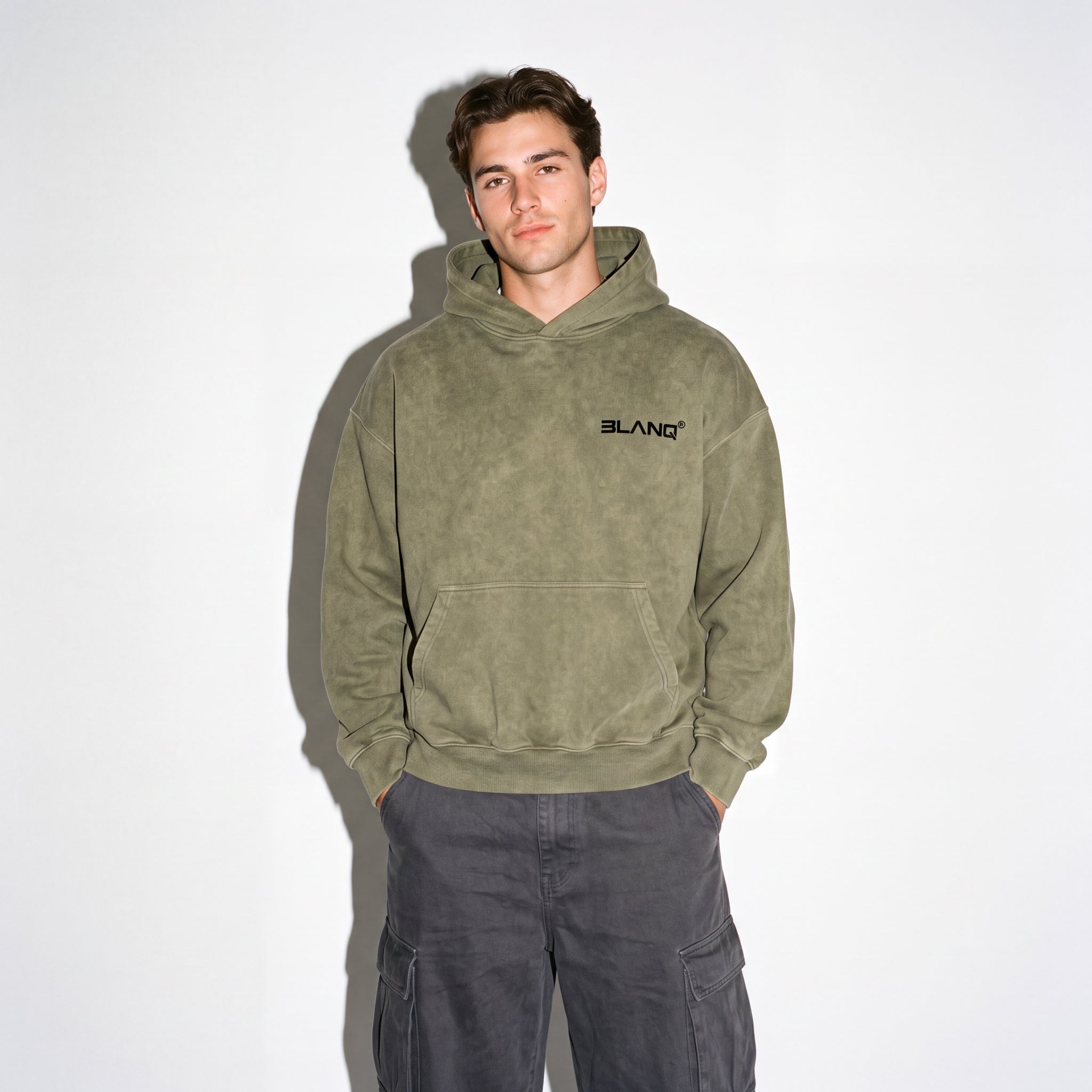 WASHED GREEN BASICS OVERSIZED HEAVYWEIGHT HOODIE - BLANQ²