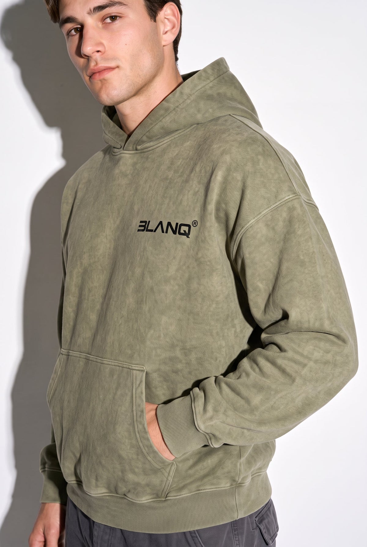 WASHED GREEN BASICS OVERSIZED HEAVYWEIGHT HOODIE - BLANQ²