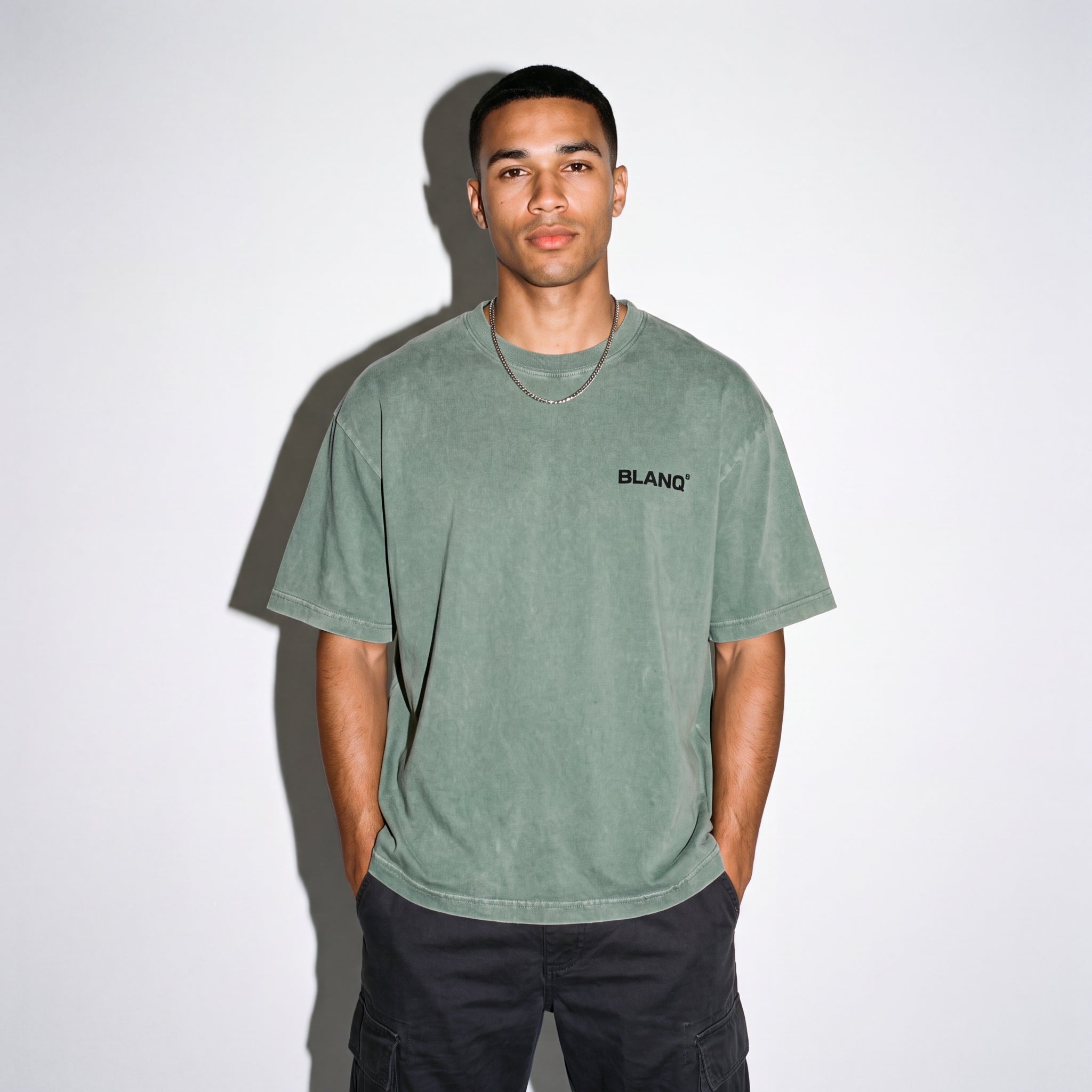 WASHED GREEN BASICS OVERSIZED HEAVYWEIGHT T-SHIRT - BLANQ²